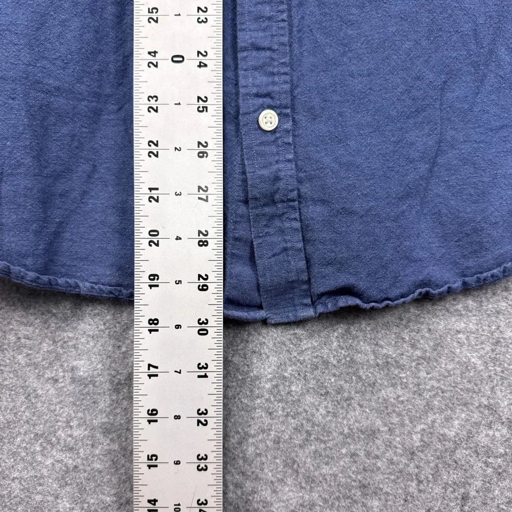 Banana Republic Mens Blue Linen Cotton Short Sleeve Button Down Shirt Large